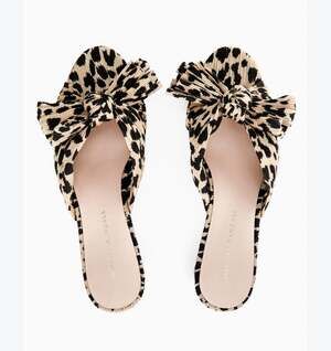 LOEFFLER RANDALL Leopard Emilia Pleated Knot Mules